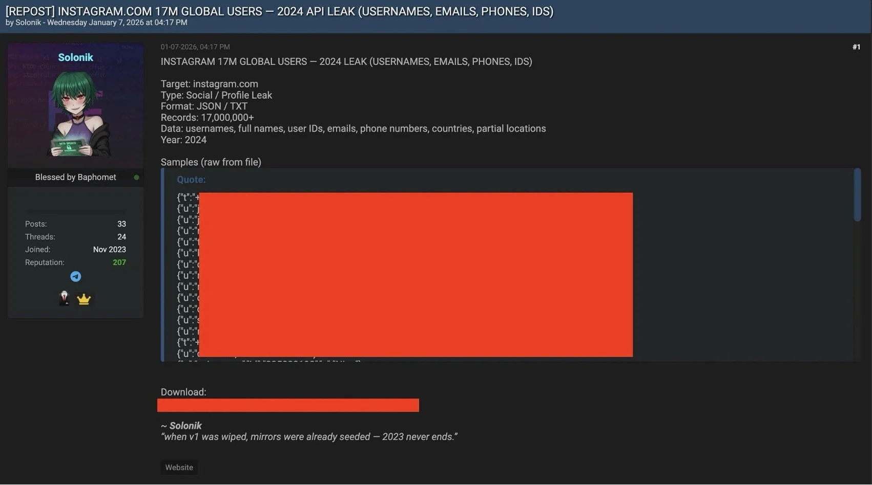 Instagram Data Breach figure 1